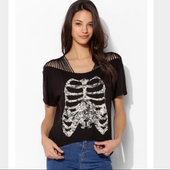 Urban Outfitters Tops - M Rare UO Ecoté Open Shoulder Floral Skeleton Top